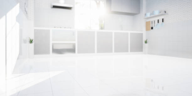 istock 3d rendering of kitchen room, tile floor for background. 1446580855