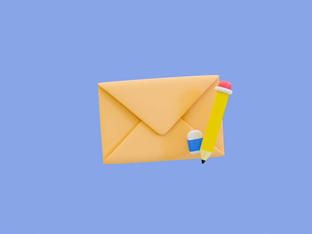 istock 3d minimal envelope. letter writing concept. closed envelope with a pencil and eraser. 3d illustration. 1446585292