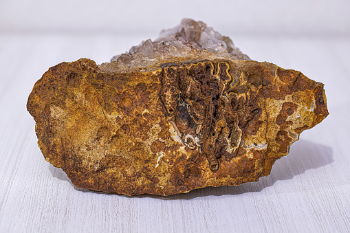 Details of a fragment of a quartz crystal geode