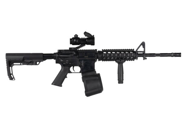 istock M4 assault rifle with optic scope and drum magazine 1446603308