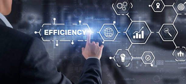 istock Efficiency. Businessman presses the inscription on the virtual screen 1446604762