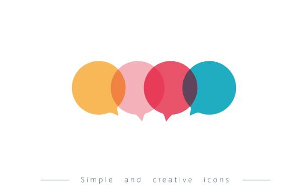 multiple dialogs Different ideas come together, Here is a vector file that splits all elements social networking connection group of people connect stock illustrations