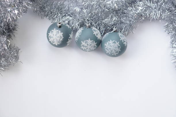 istock Christmas decoration. Isolated on white background, top view. Flatlay angle. Space for text. 1446610984