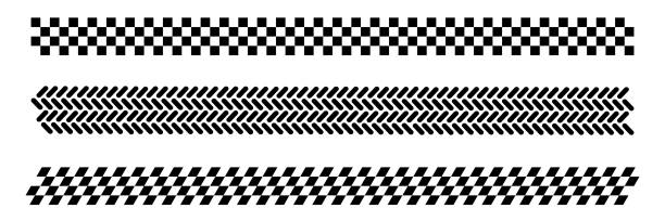 illustrazioni stock, clip art, cartoni animati e icone di tendenza di il concetto di velocità di movimento e vittoria in uno stile realistico. silhouette della bandiera di gara con battistrada su sfondo bianco isolato. - checkered flag auto racing flag sports race