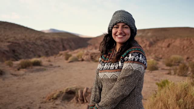 Chilean woman in the desert