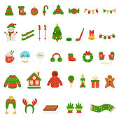 istock Winter set. Christmas elements. Vector illustrations on white background. 1446615154