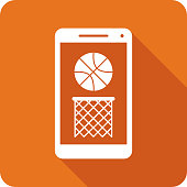 istock Basketball in Hoop Smartphone Icon Silhouette 1446615993