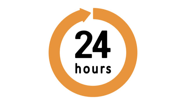 Clock 24 hours icon.