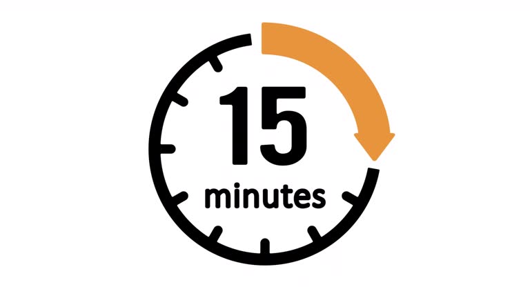 Animation timer icon with fifteen minutes.