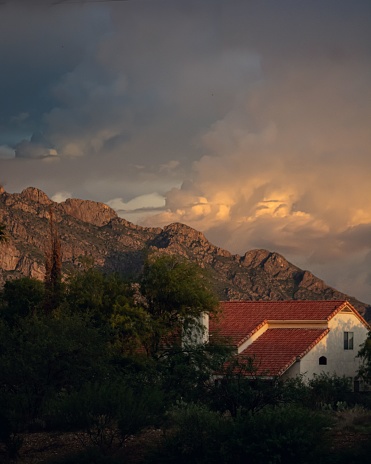 A house in Dove Mountain against a cloudy sky