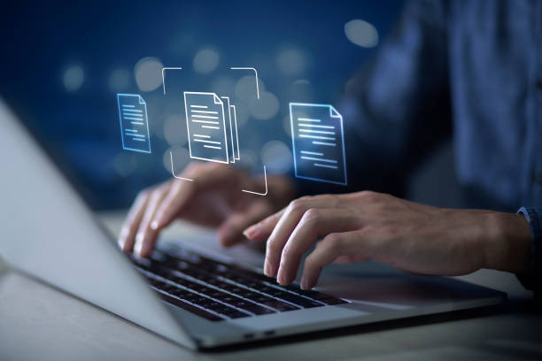 istock Document Management System DMS and Software for archiving searching and managing files online document database  technology. Consultant information technology setup DMS technology 1446626553