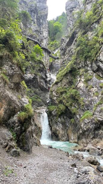 istock Vertical shot of the waterfall surrounded by rocks 1446627925