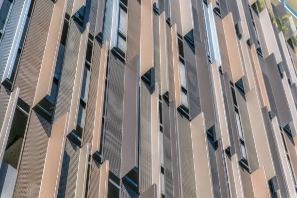 istock Close up view of a building in Austin Texas with geometrical pattern on wall 1446630462