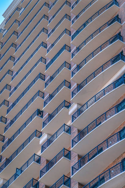 istock Facade of modern apartment in downtown Austin Texas with spacious balconies 1446631441