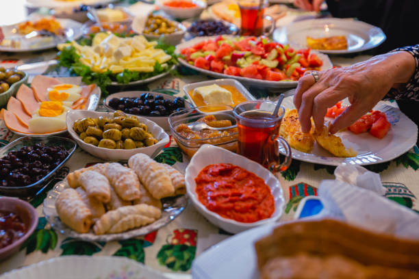 Traditional turkish breakfast stock photo