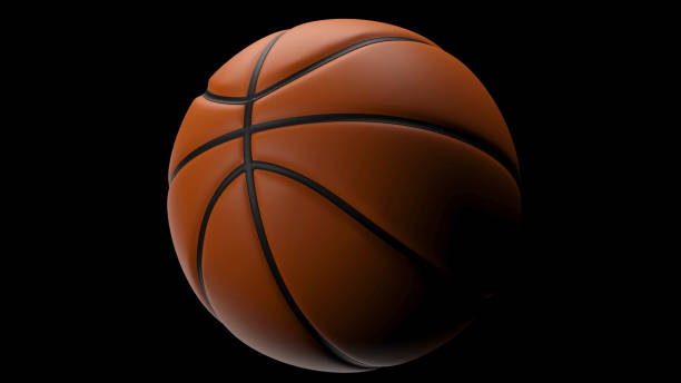 istock Leather basketball on dark background 3d rendering 1446633110