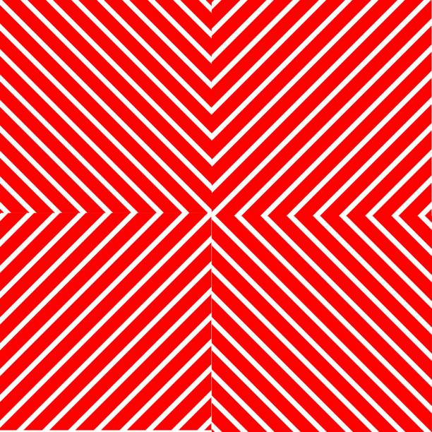 Symmetrical geometric vintage seamless pattern. Red stripes in geometric shapes and design