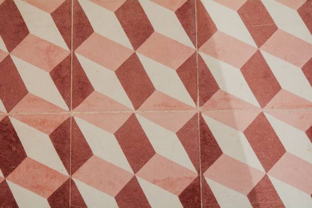 istock Closeup shot of a cubic red white patterned background for wallpapers 1446635936