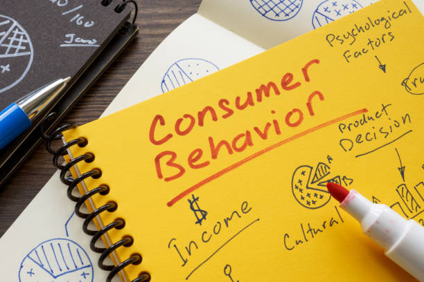 istock Consumer behavior inscription on the yellow page and marks. 1446638767