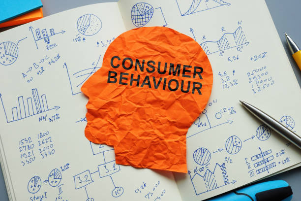 istock Consumer behaviour sign on a paper head and open notepad with marks. 1446638899