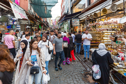 Istanbul, Turkey - May 23, 2022: The Spice Bazaar (Turkish: Mısır Çarşısı, meaning 