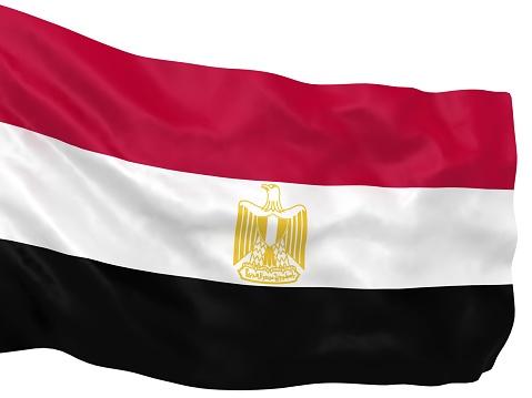 Egypt flag, three dimensional render, isolated on white