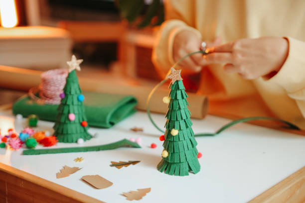 istock Creative diy hobby. Handmade craft christmas decoration, christmas tree 1446646288