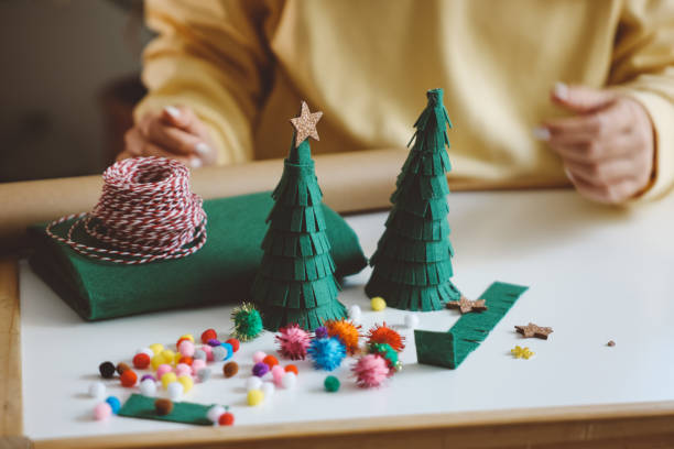 istock Creative diy hobby. Handmade craft christmas decoration, christmas tree 1446646339