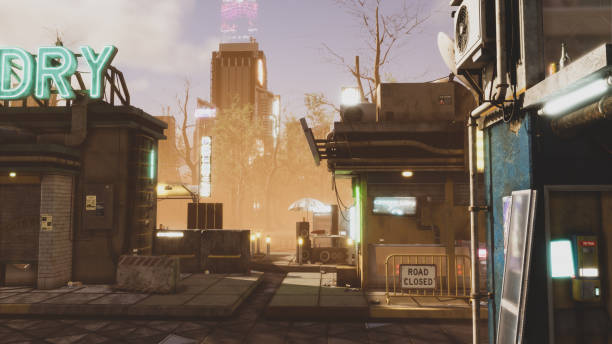 istock Cybernetic desert city, landscape of an immersive virtual environment. Using 3D rendering technology to create a virtual world. 3d rendering 1446646355