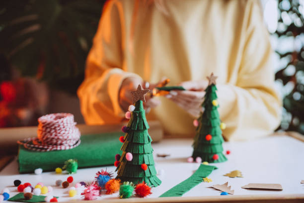 istock Creative diy hobby. Handmade craft christmas decoration, christmas tree 1446646690