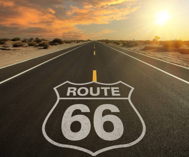 historic route 66 - desert road road highway california стоковые фото и изображения