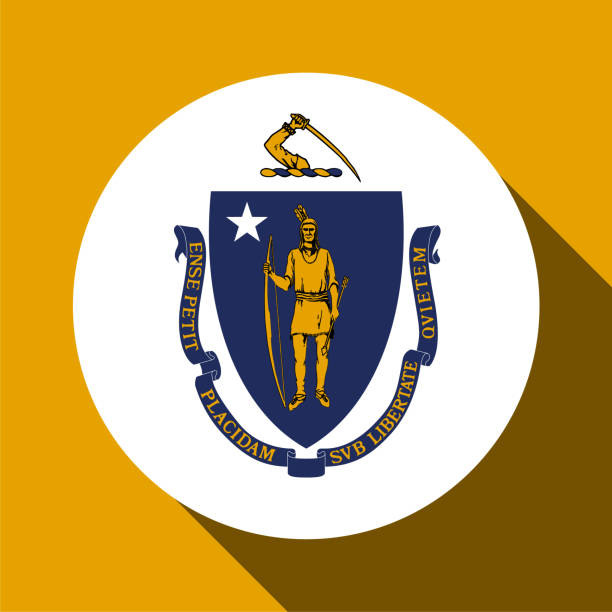 illustrations, cliparts, dessins animés et icônes de drapeau de l’état du massachusetts. illustration vectorielle. - massachusetts flag state insignia