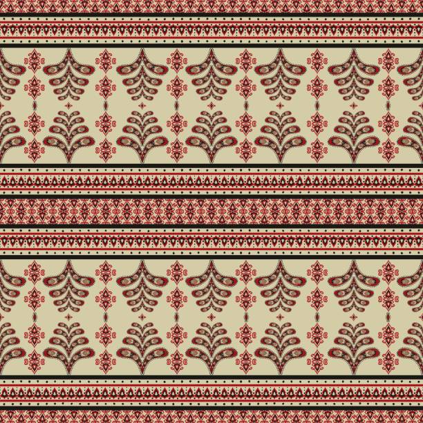 этнический персидский пейсли красно-золотой узор. - india indian culture pattern paisley stock illustrations