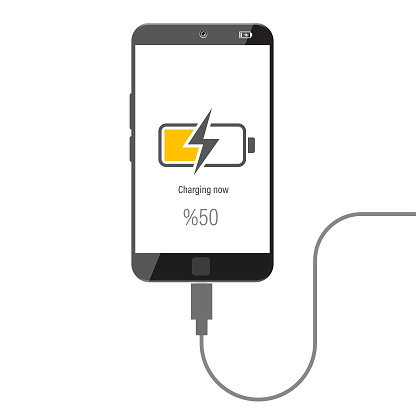 Mobile phone icon during charging with type-c charging cable