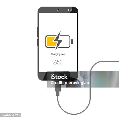 istock Mobile phone icon during charging with type-c charging cable 1446654795