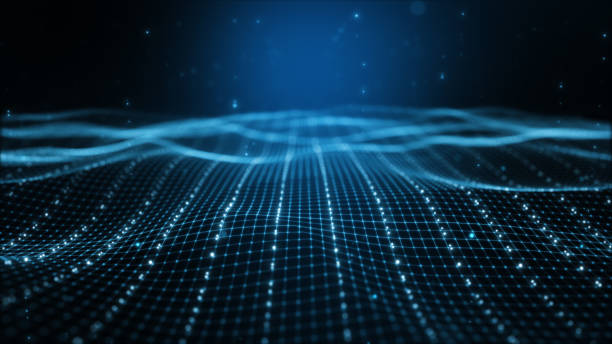 istock Simple abstract digital dark blue particle wave background ,Animation digital data cyber or technology background. 1446655450