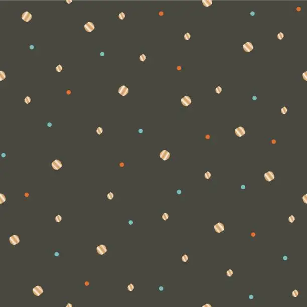 Vector illustration of Vector gold dots night dark grey seamless pattern