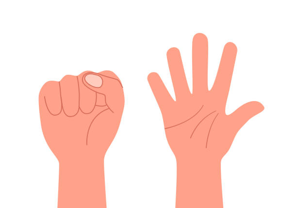 Finger stretch hand clenching in flat design on white background. Hand exercise concept. Finger stretch hand clenching in flat design on white background. Hand exercise concept. wrist exercise stock illustrations