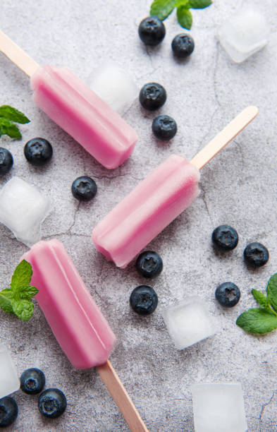 istock Homemade blueberry ice cream or popsicles 1446662870