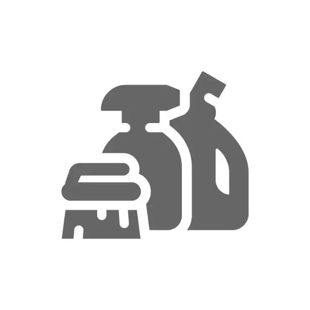 Vector illustration of Cleaning supplies and products vector icon