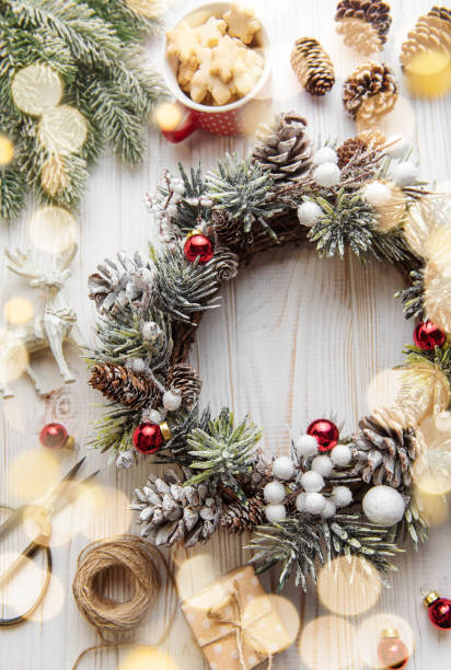istock Prepare for Christmas,  creative craft wreath. 1446663466