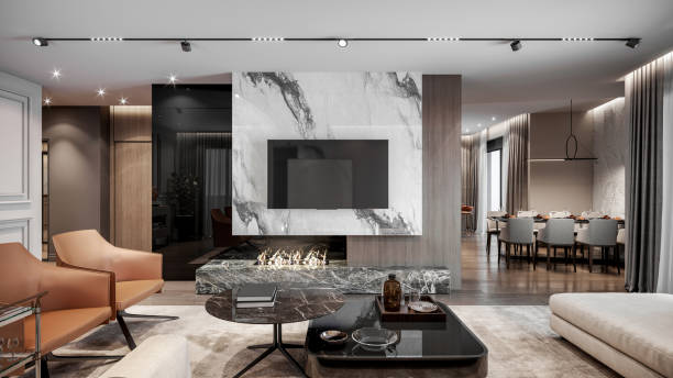 istock Luxury apartment living room interior 1446665757