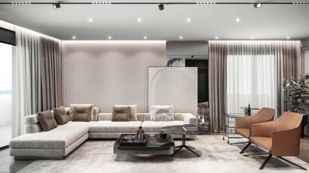 istock Luxury apartment living room interior 1446665763