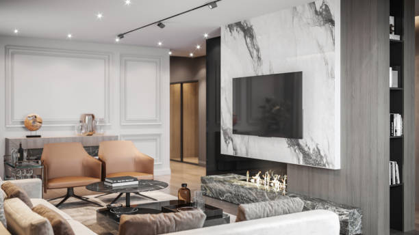 istock Luxury apartment living room interior 1446665778