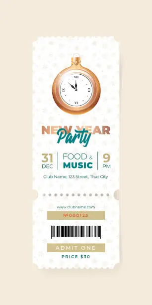 Vector illustration of New Year Party ticket template