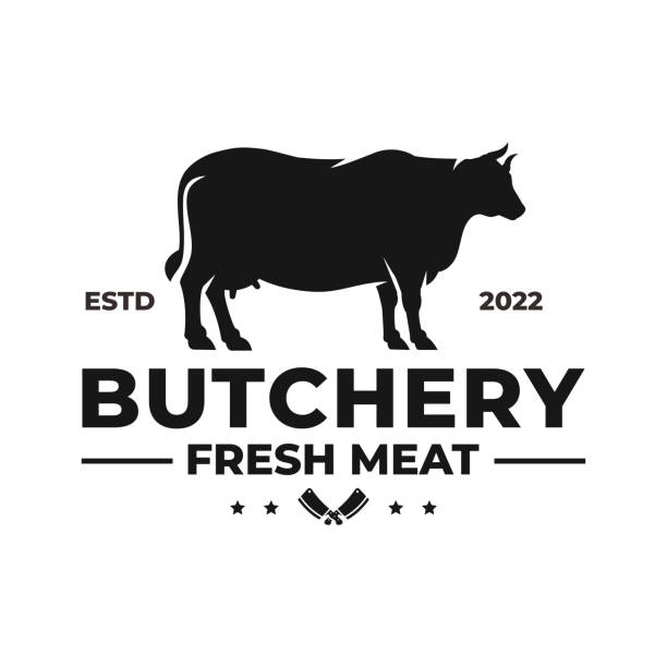 肉屋のロゴデザインベクター画像。肉屋のロゴ - meat butchers shop raw market点のイラスト素材／クリップアート素材／マンガ素材／アイコン素材