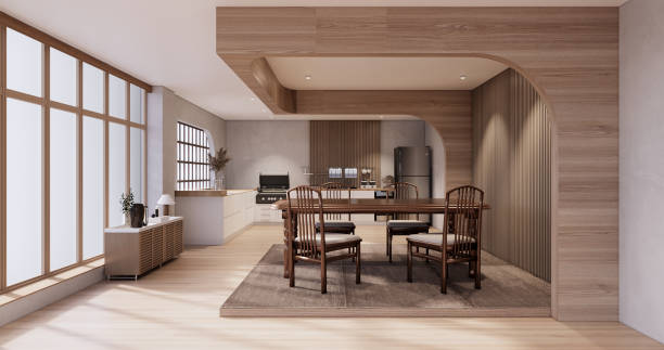istock Mock up Kitchen room japanese style,white wall mock up. 1446668946