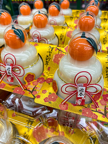 Many stores throughout Japan sell little decorated traditional mochi (sticky rice) for people to place inside their house to welcome in the new year.