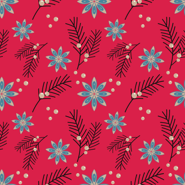 pattern viva magenta color 2023 merry christmas happy new year horizontal , tree star anise berry. - viva magenta 幅插畫檔、美工圖案、卡通及圖標