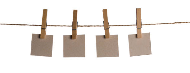 Blank notes hanging on the rope stock photo